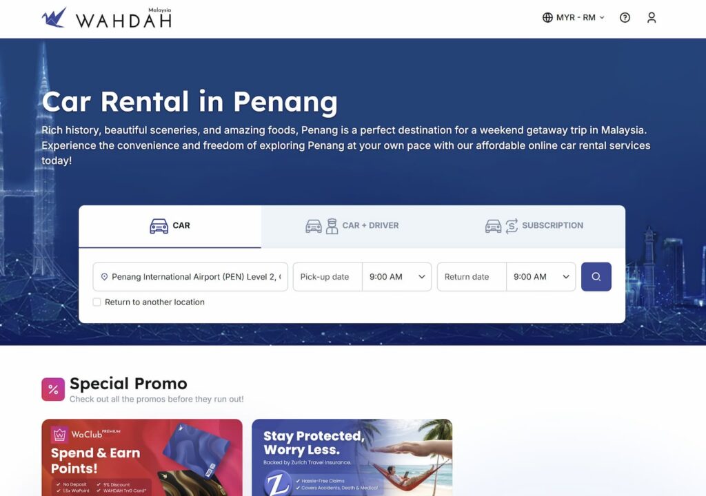top car rental in penang wahdah