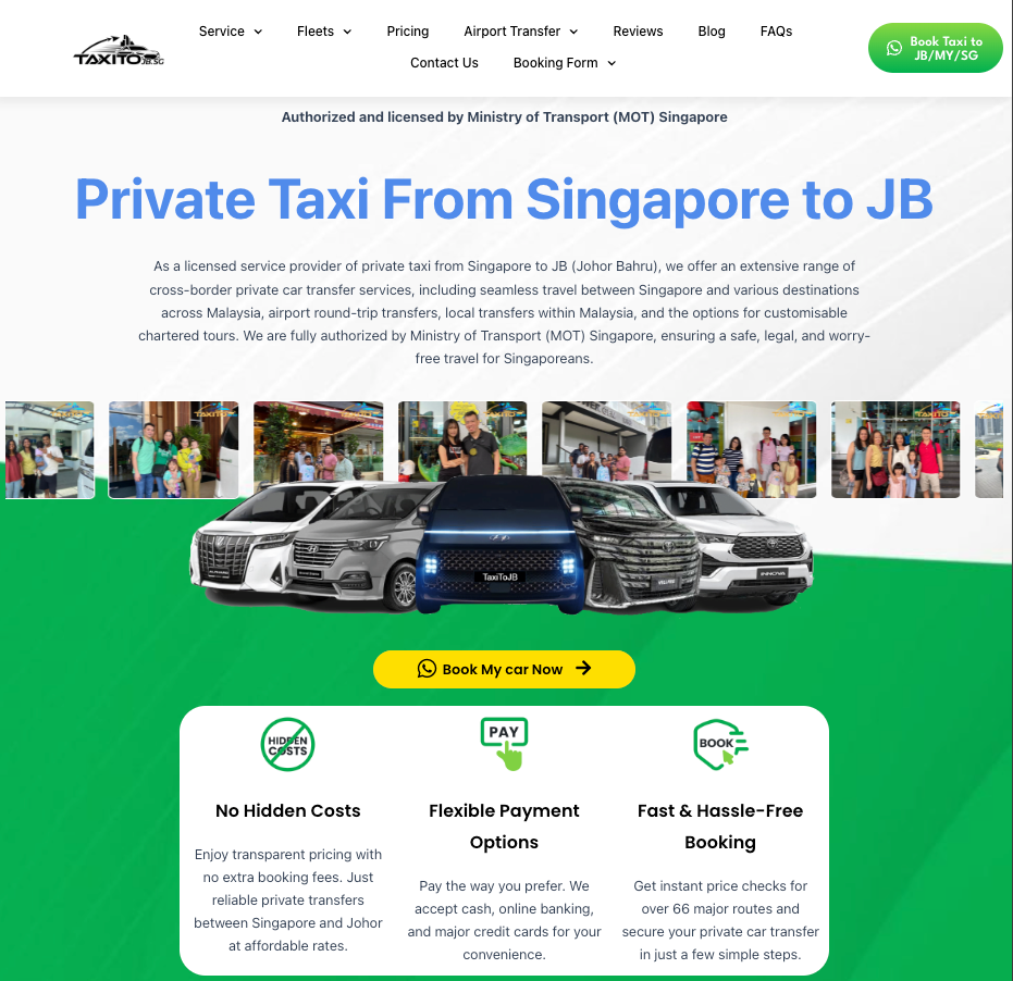 Singapore to Johor Bahru Taxi Operators TaxitoJB.SG