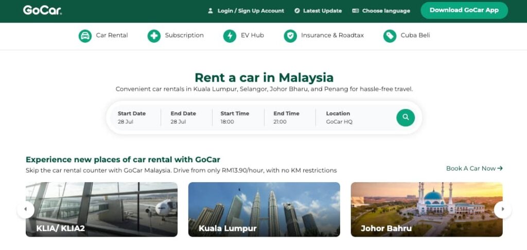 Best Car Rental Options Near Johor Bahru CIQ GoCar Malaysia